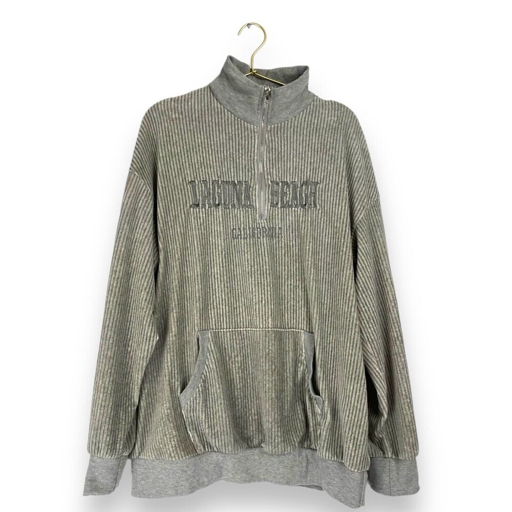 Shein Womens Grey Polyester Pullover Sweatshirt Size L Zip - Laguna Beach 502
